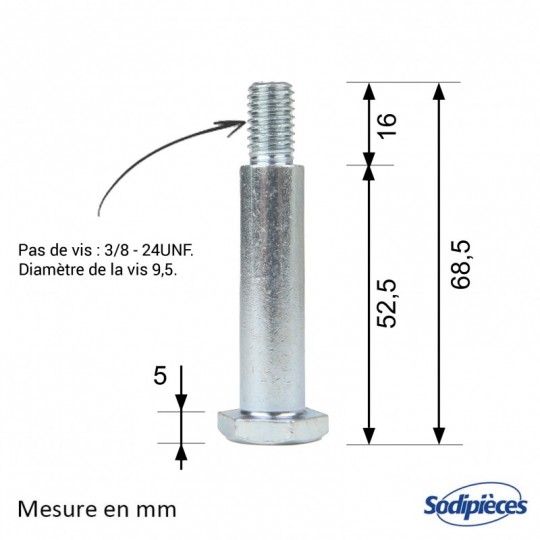 Axe de roue Ø 12,7 x 48 mm