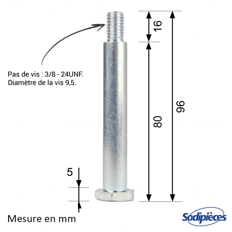 Axe de roue Ø 12,7 x 76,2 mm