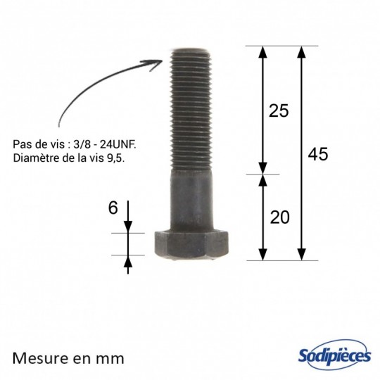 ⇘ Vis de lame pas à gauche Ø 9,5 mm. Pour Castelgarden