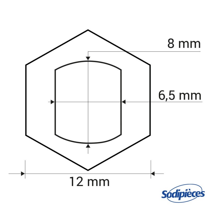Adaptateur pour renvoi d'angle. Profil Stihl oval 6,5 mm