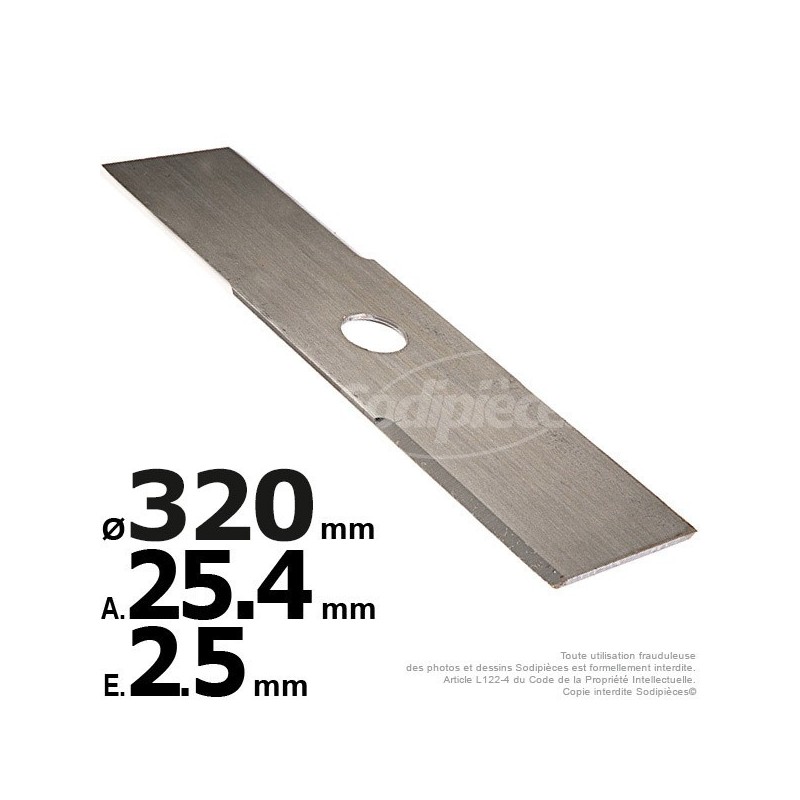 Lame droite. Ø 320 mm. Al 25,4 mm. Ep 2,5 mm.