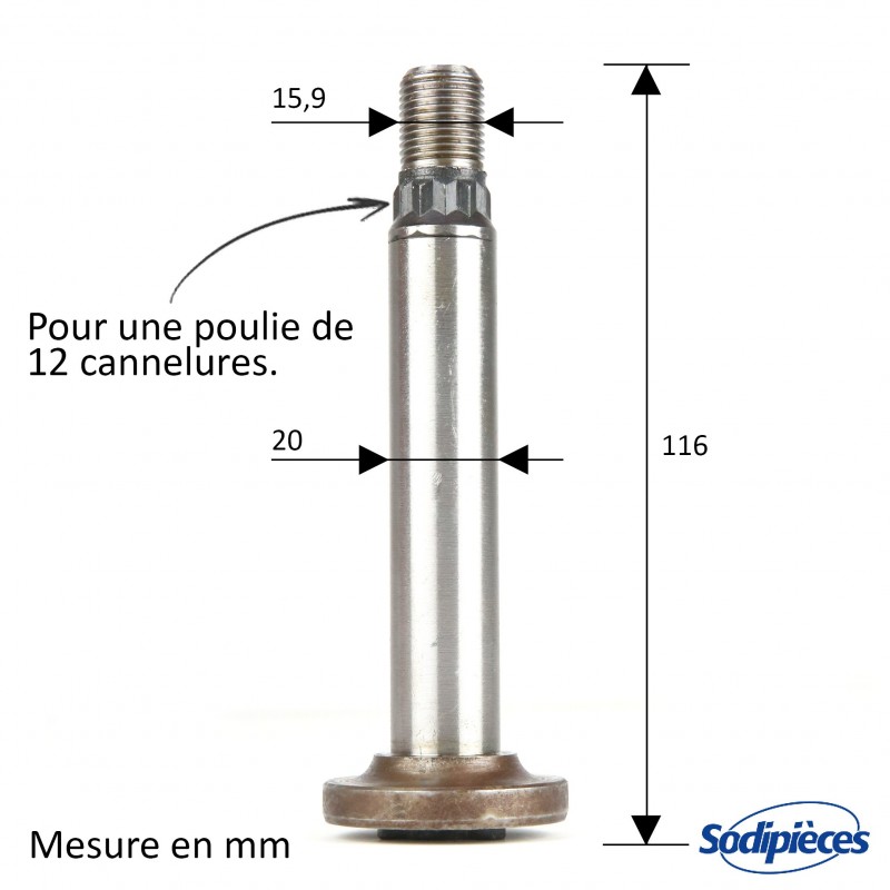 Arbre de palier pour MTD. Longueur 117 mm