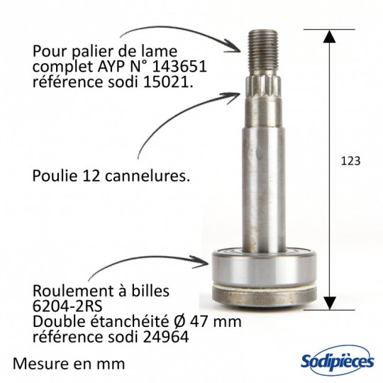 Arbre de palier pour AYP N° 137553. Husqvarna N° 5321375-53