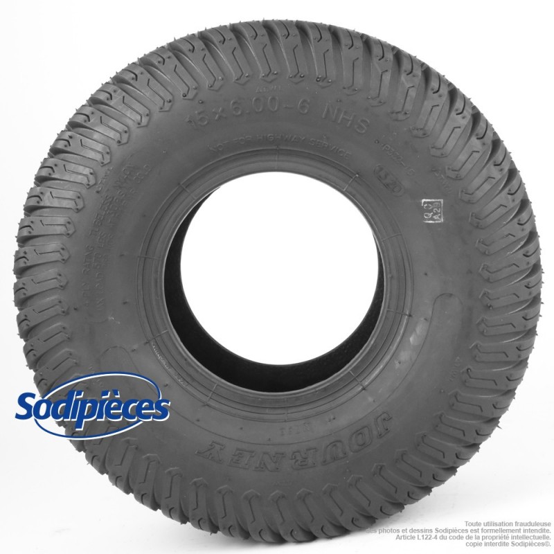 ⇘ Pneu gazon 15  x  600  x  6. 4 plis, tubeless