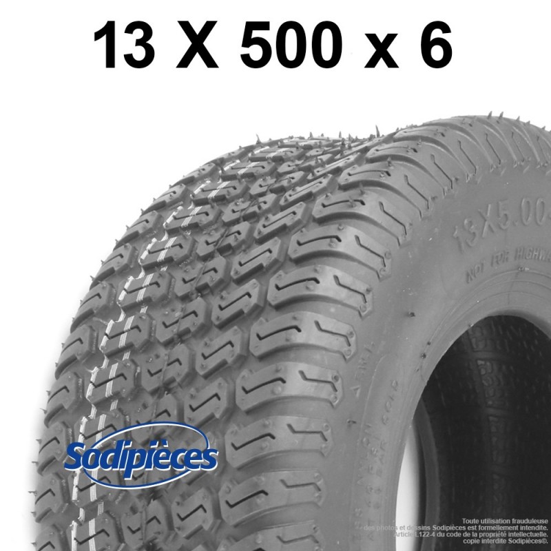 Pneu gazon 13  x  500  x  6. 4 plis, tubeless