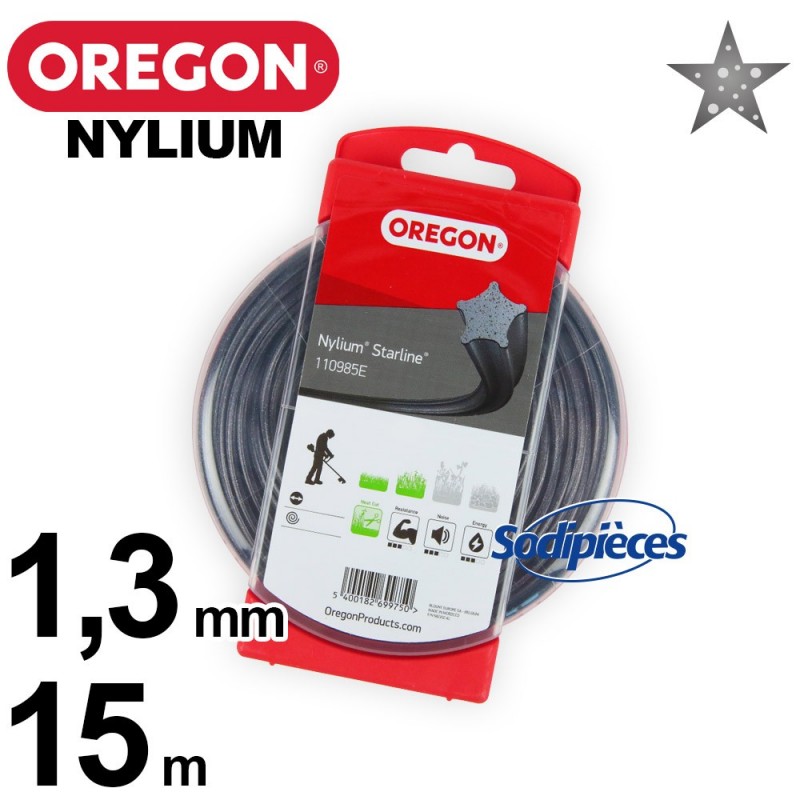 Fil Orégon Nylium étoile. 1,3 mm x 15 m pour débroussailleuse