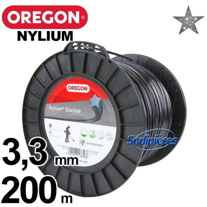 Fil Orégon Nylium étoilé. 3,3 mm x 200 m pour débroussailleuse