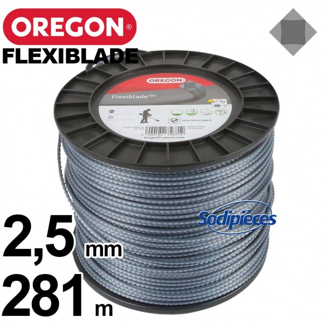 Fil Orégon FlexiBlade® carré. 2,5 mm x 281 m pour débroussailleuse