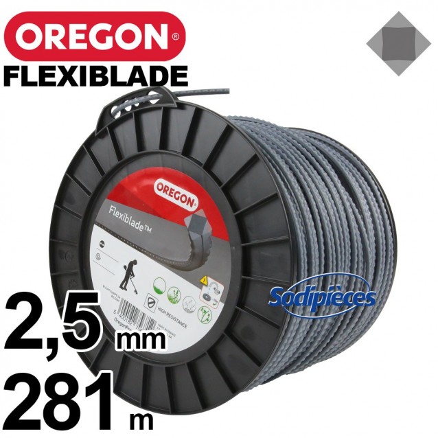 Fil Orégon FlexiBlade® carré. 2,5 mm x 281 m pour débroussailleuse