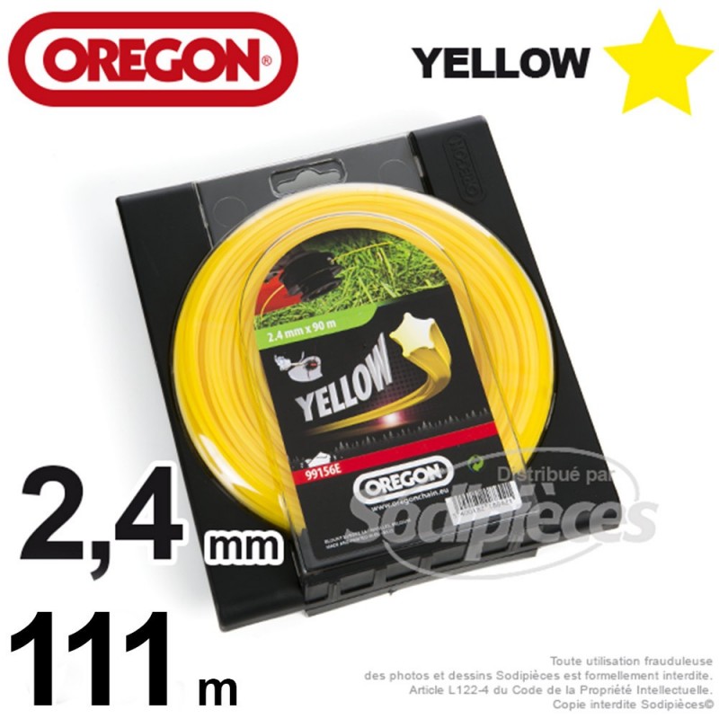 Fil Orégon Yellow étoilé jaune. 2,4 mm x 111 m pour débroussailleuse