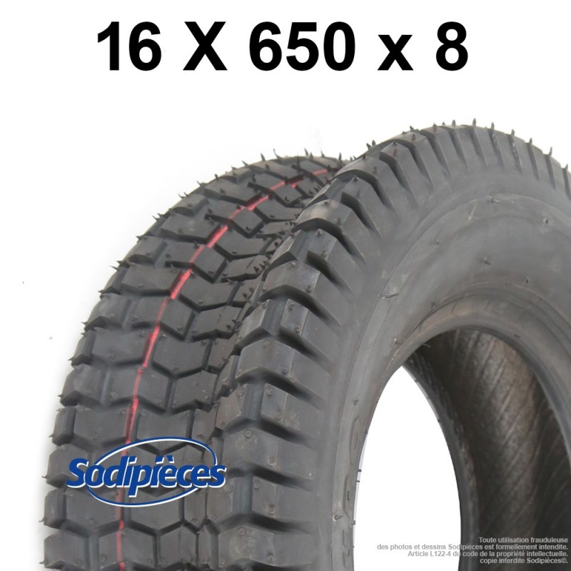 Pneu gazon 16  x  650  x  8. 4 plis, tubeless