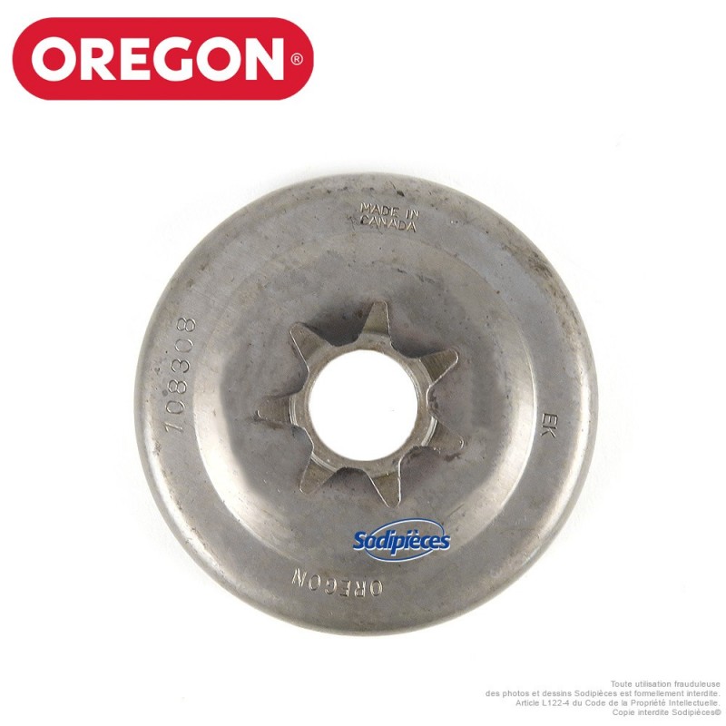 Pignon tronçonneuse étoile .325". 7 dents. Power mate Oregon 108308X
