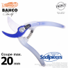 Sécateur acier trempé Clarity  Bahco Pradines PG-05-Blue. 20 mm. Confort. Fabriqué en France