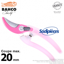 Sécateur acier trempé Clarity Bahco Pradines PG-05-Pink. 20 mm. Confort. Fabriqué en France