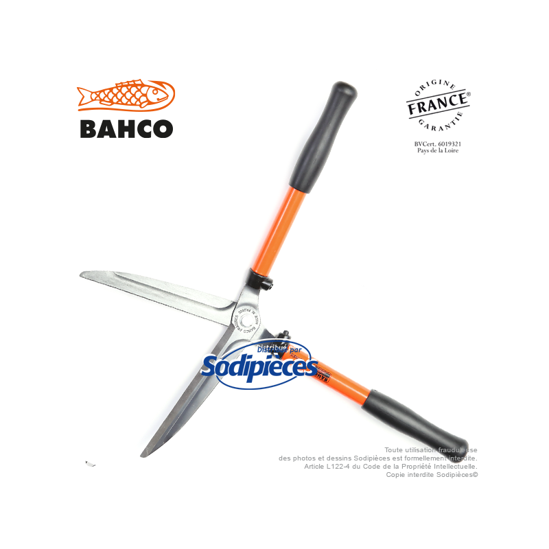 Cisaille à haies acier trempé Bahco Pradines P59-25. Usage fréquent universel. Fabriquée en France