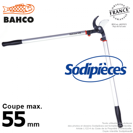 Ebrancheur démultiplié acier trempé Bahco Pradines P280SL-80 55 mm. Pro. Fabriqué en France