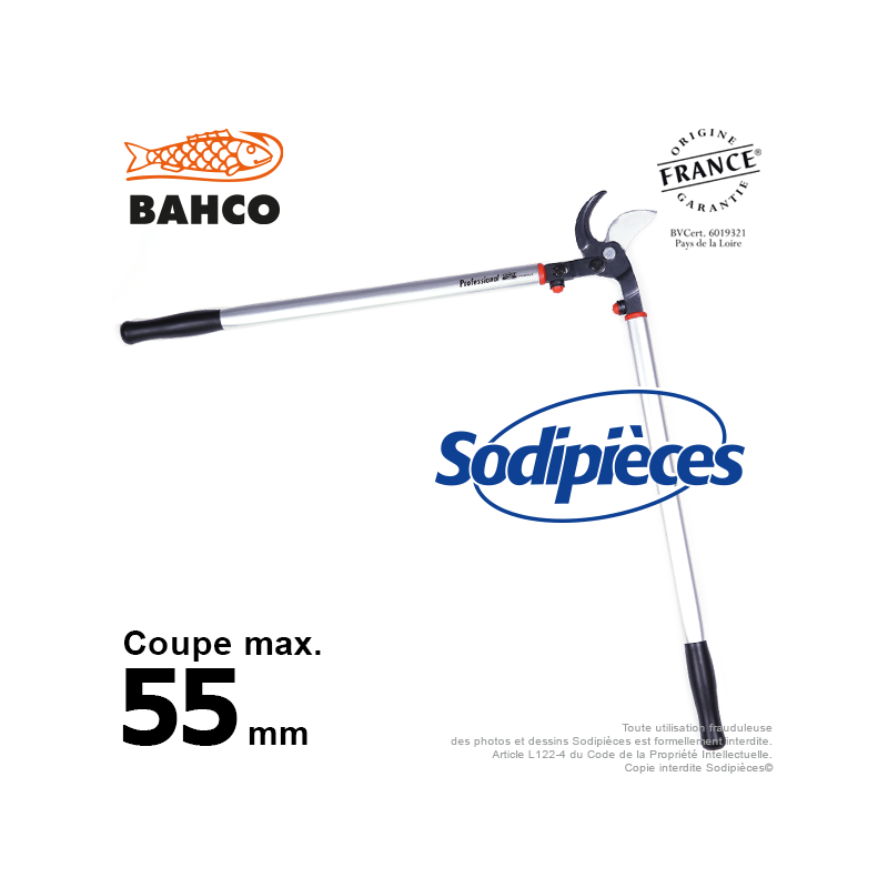 Ebrancheur démultiplié acier trempé Bahco Pradines P280SL-80 55 mm. Pro. Fabriqué en France