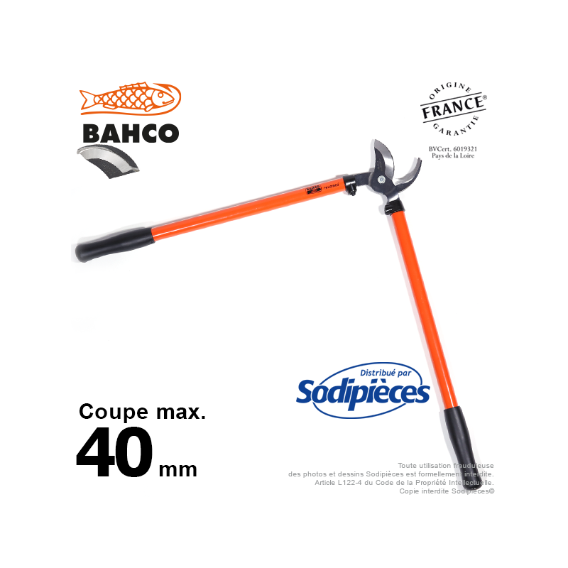 Ebrancheur acier trempé Bahco Pradines P140-F 35 mm. Pro. Fabriqué en France