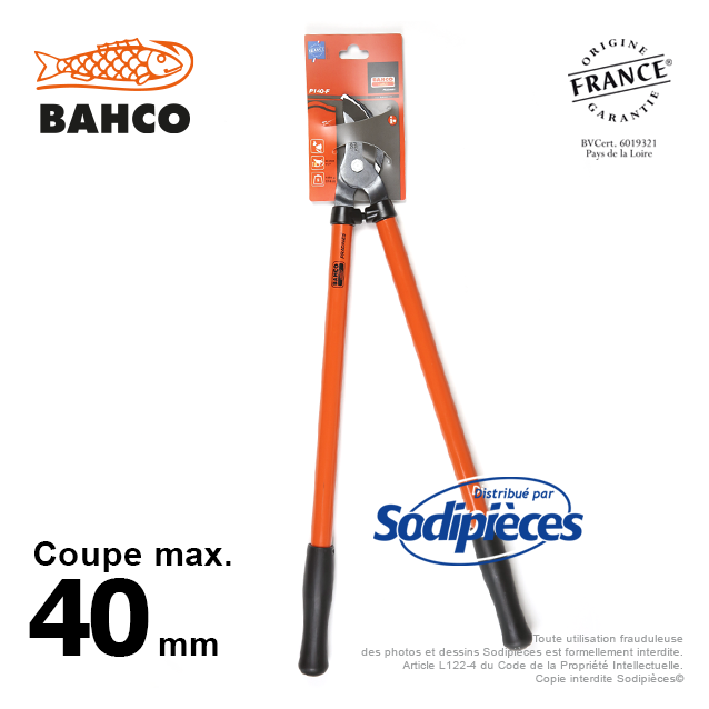 Ebrancheur acier trempé Bahco Pradines P140-F 35 mm. Pro. Fabriqué en France