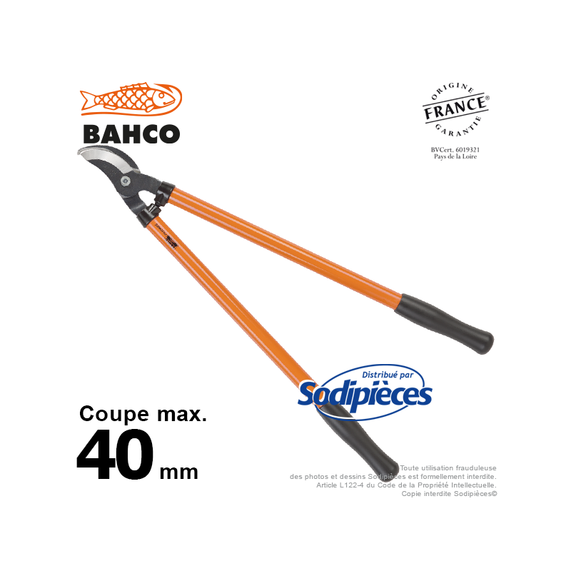 Ebrancheur acier trempé Bahco Pradines P140-F 35 mm. Pro. Fabriqué en France