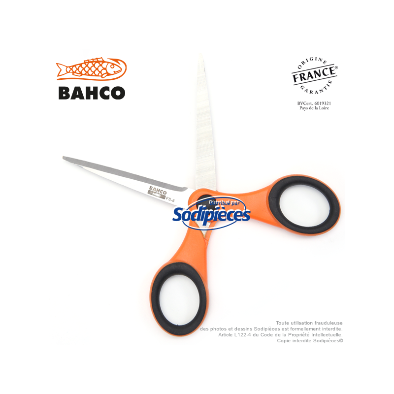 Ciseaux à fleurs et plantes FS-8 Bahco Pradines. Lames 8 cm. Fabriqués en France