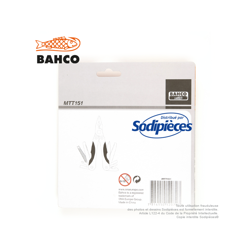 Outil multiusage 18 fonctions MTT151 Bahco Pradines. Style "couteau suisse"