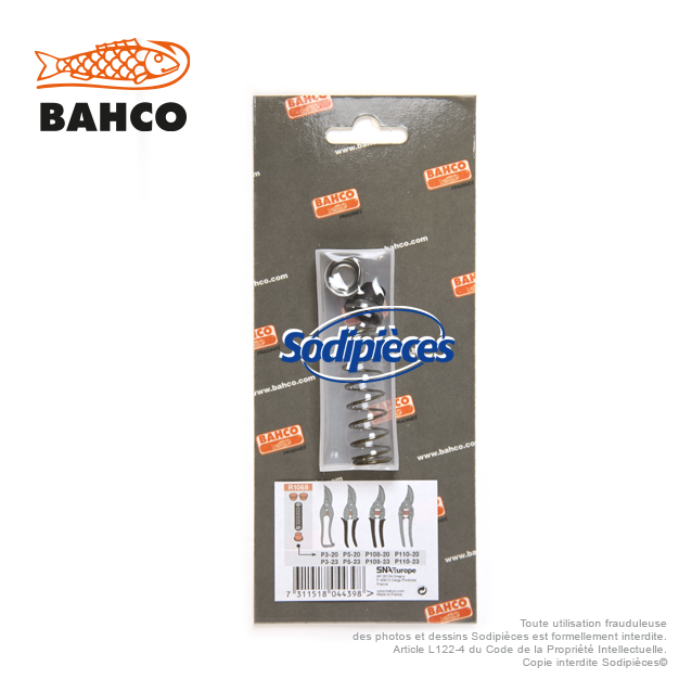 Ressort, butée, cuvette R1068. Lot pièces de rechange pour sécateurs Bahco Pradines. Ressort, butée, cuvette R1068. Lot pièces de rechange pour sécateurs Bahco Pradines.
