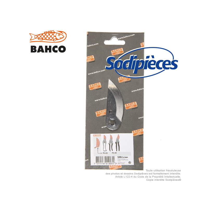 Lame de rechange R122PG pour sécateur à une main Bahco Pradines.