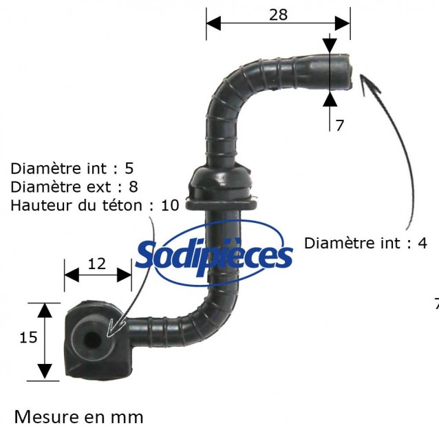 Durite d'huile pour Stihl MS171, MS181, MS211.