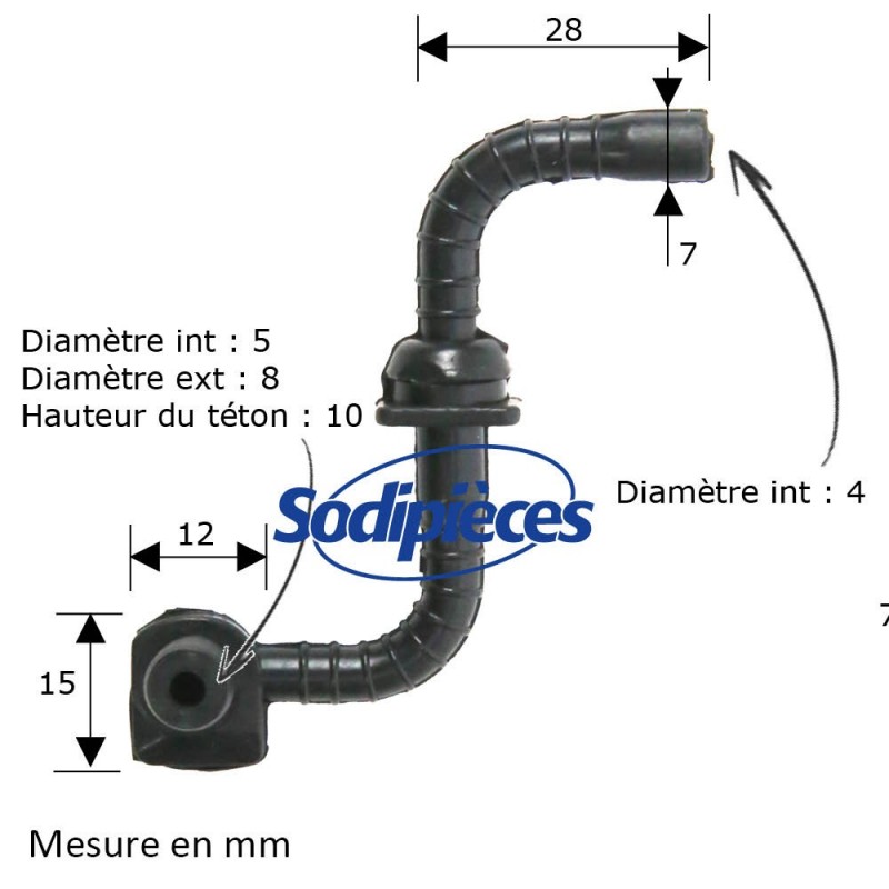 Durite d'huile pour Stihl MS171, MS181, MS211.