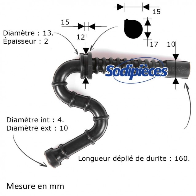 Durite essence pour modèle 024, 026, MS240, MS260 et MS260C