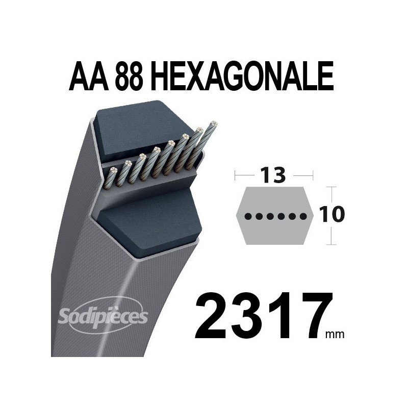 Courroie AA88 Héxagonale. 13 mm x 2332 mm.