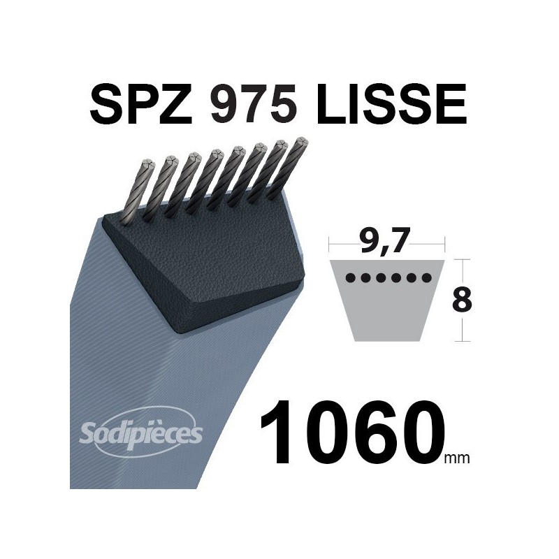 Courroie tondeuse SPZ975 Trapézoïdale 9,7 mm x 1060 mm.
