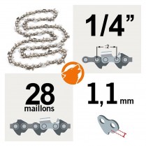 Chaîne tronçonneuse KERWOOD 28 maillons 1/4" 1,1 mm semi carrée