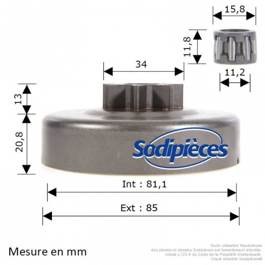 Pignon d'entrainement 3/8" pour  Stihl 064, MS640, 066, MS660, MS650, MS661