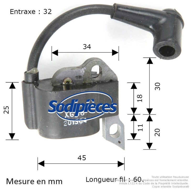 Bobine allumage électronique pour tronçonneuse Stihl 018, MS180 avant 2000