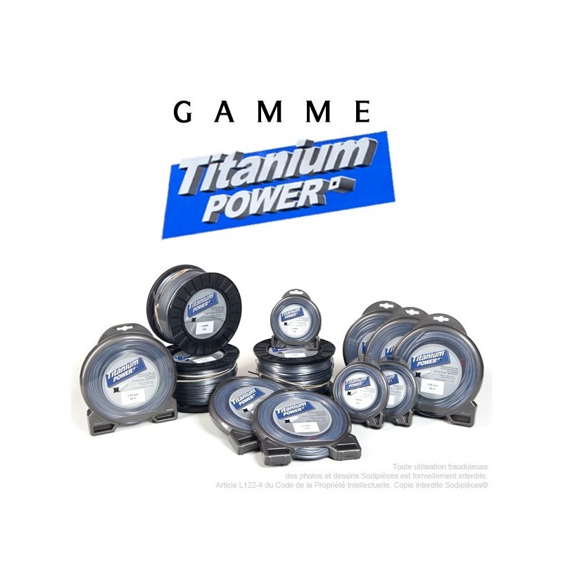 Fil débroussailleuse Titanium ®. Carré. Bobine : 2.5 mm x 191 m