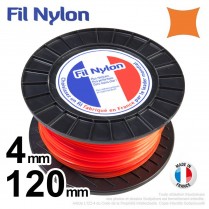 Fil débroussailleuse nylon carré. 2,4 mm x 136 m. Bobine. Orange