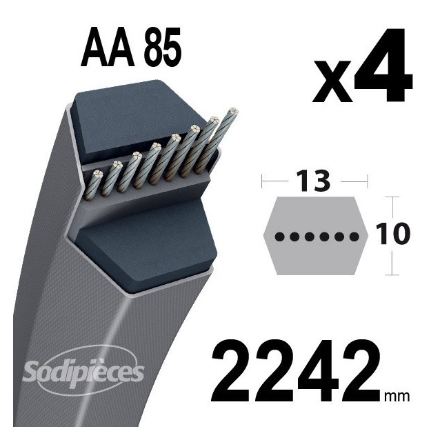 Courroies AA85 Hexagonale. Par 4