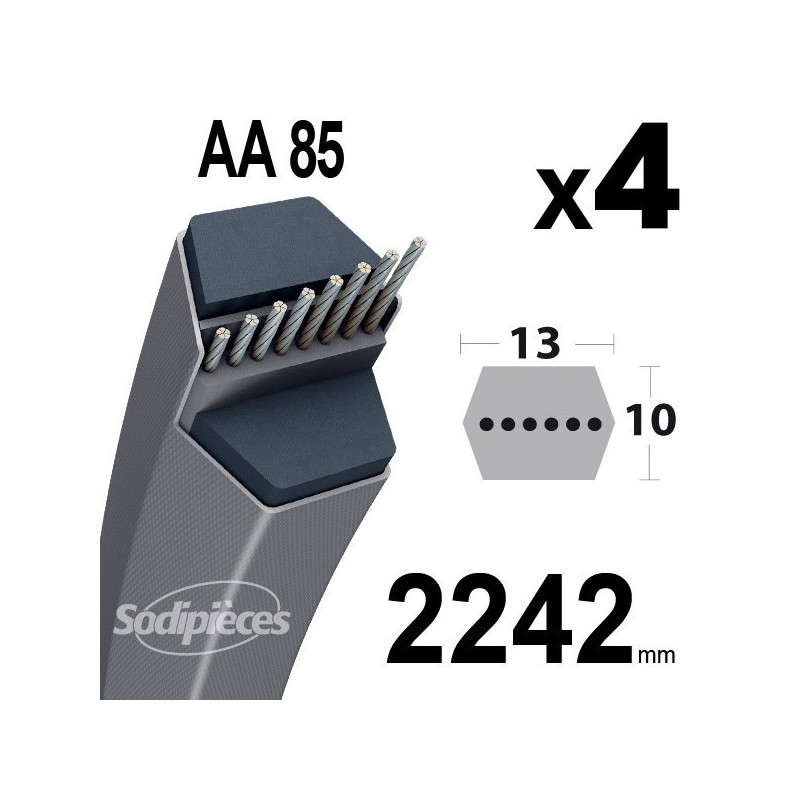 Courroies AA85 Hexagonale. Par 4