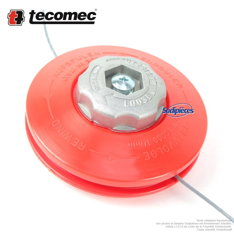 Tête débroussailleuse Tecomec 2 fils F10x1,25 gauche écrou alu