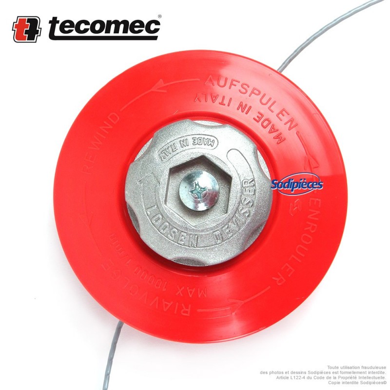 Tête débroussailleuse Tecomec 2 fils F12x1,50 gauche écrou alu