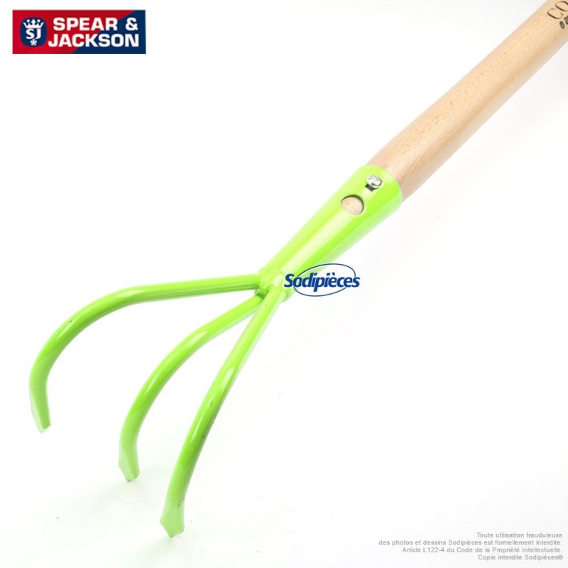 Griffe 3 dents Spear & Jackson avec manche bois. Verte