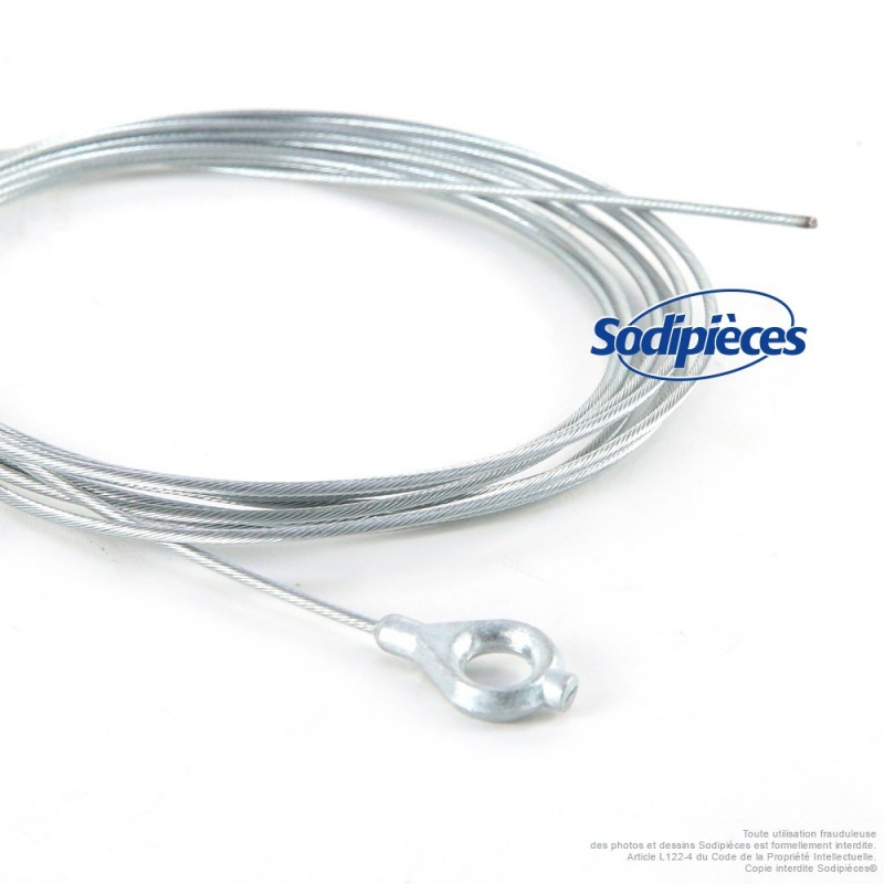 Câble souple Ø1,5 mm. L : 2,5 m. Avec oeillet Ø 6,35 mm