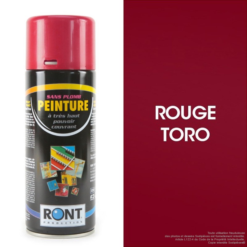 Bombe peinture spéciale motoculture. Rouge Toro. 400 ml.