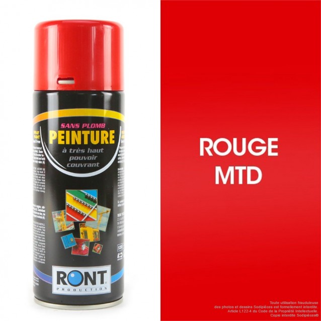 Bombe peinture spéciale motoculture. Rouge MTD/PBL. 400 ml