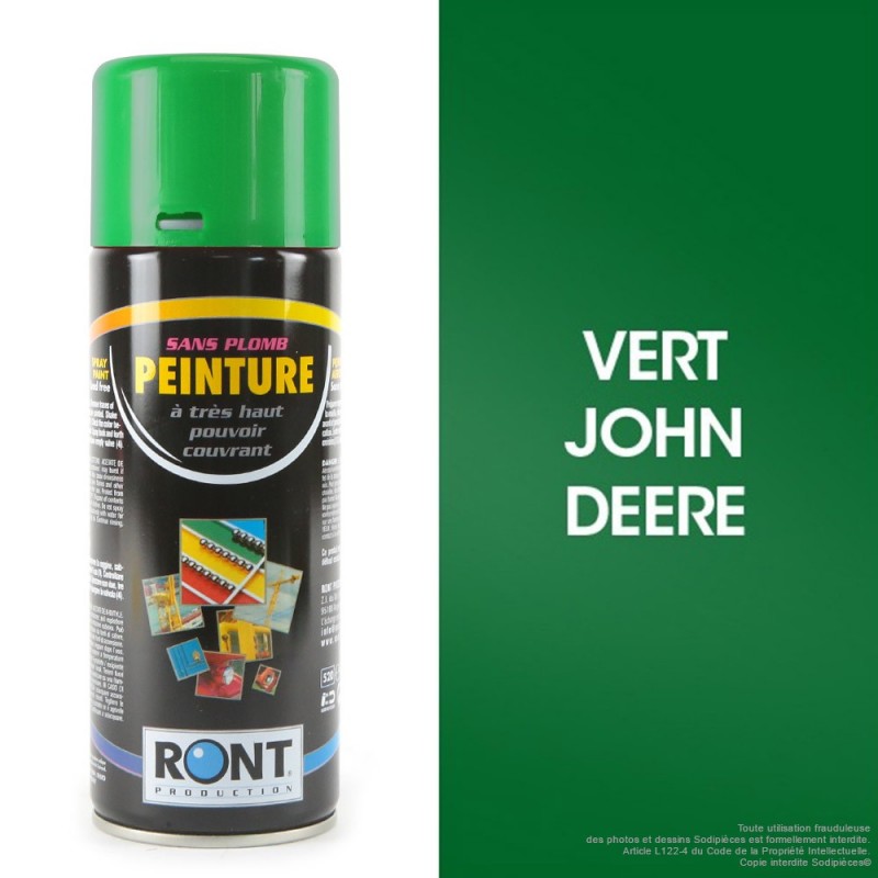 Bombe peinture spéciale motoculture. Vert John-Deere. 400 ml.