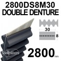 Courroie tondeuse 2800DS8M30 Double denture. 30 mm x 2800 mm.
