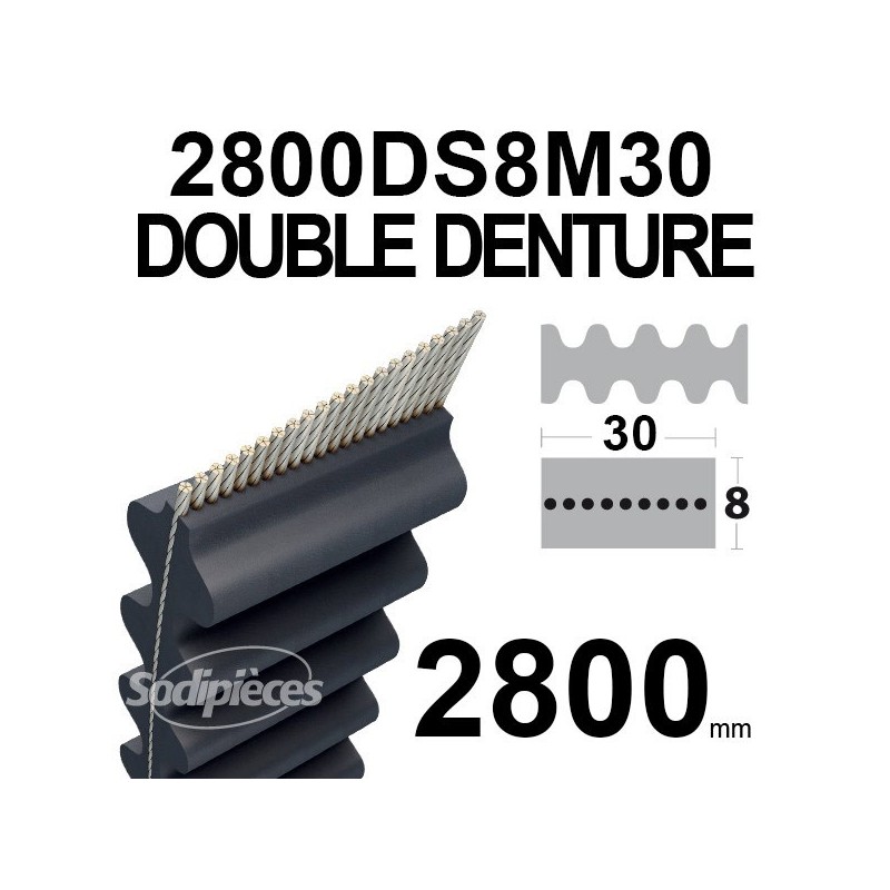 Courroie 2600DS8M20 Double denture. 20 mm x 2600 mm.
