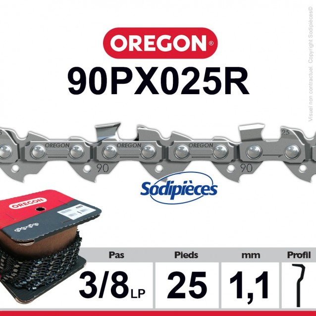 Chaîne 90PX025R OREGON. 3/8". 1,1 mm. 25 pieds